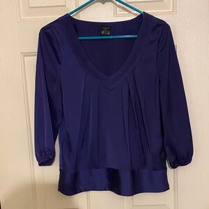 Ann Taylor Deep Blue V-Neck Blouse